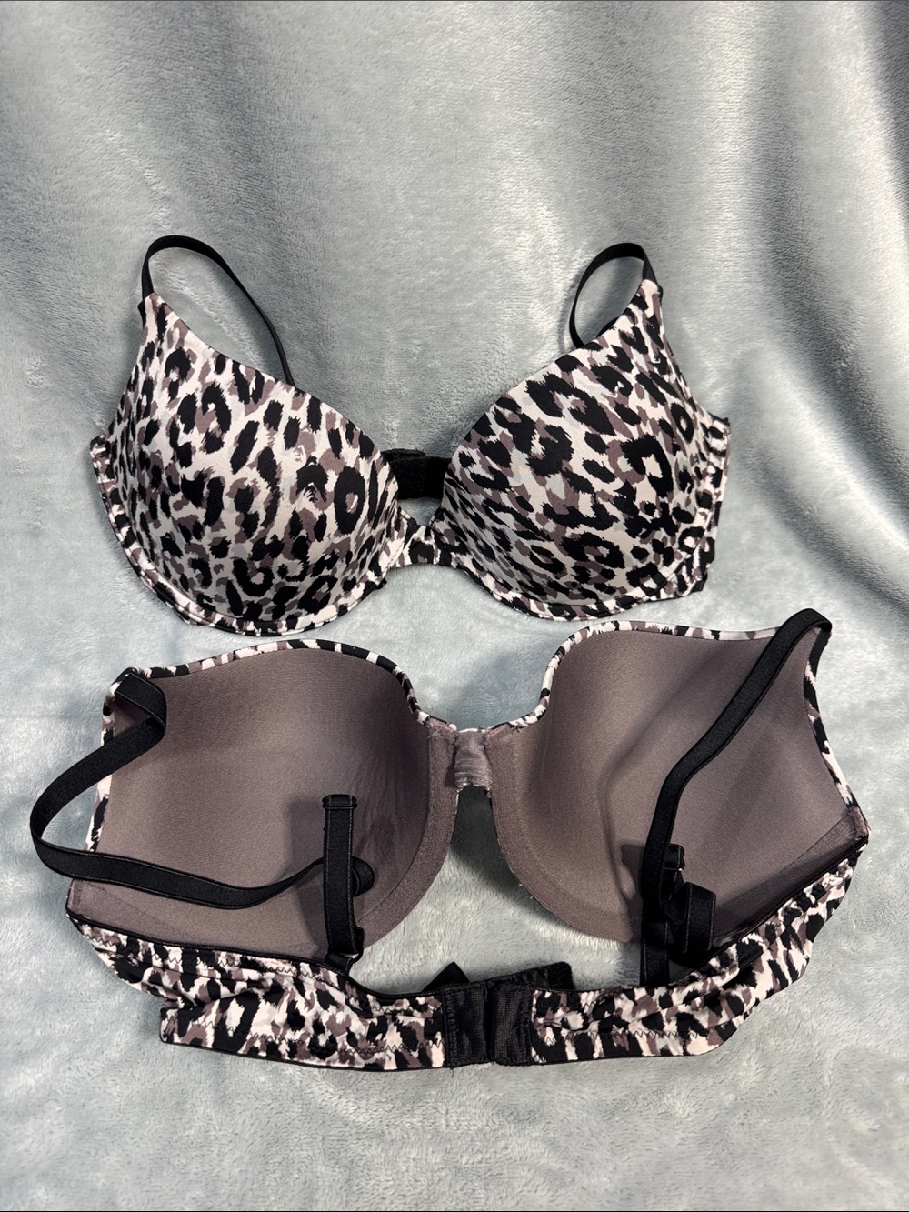 Bundle of two Calvin Klein Black Strap Leopard-Pattern Bra with matching panties